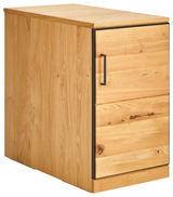 Holz-Anstellcontainer mit zwei Schubladen, Perspektive von vorne rechts