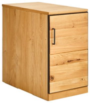 Holz-Anstellcontainer mit zwei Schubladen, Perspektive von vorne rechts
