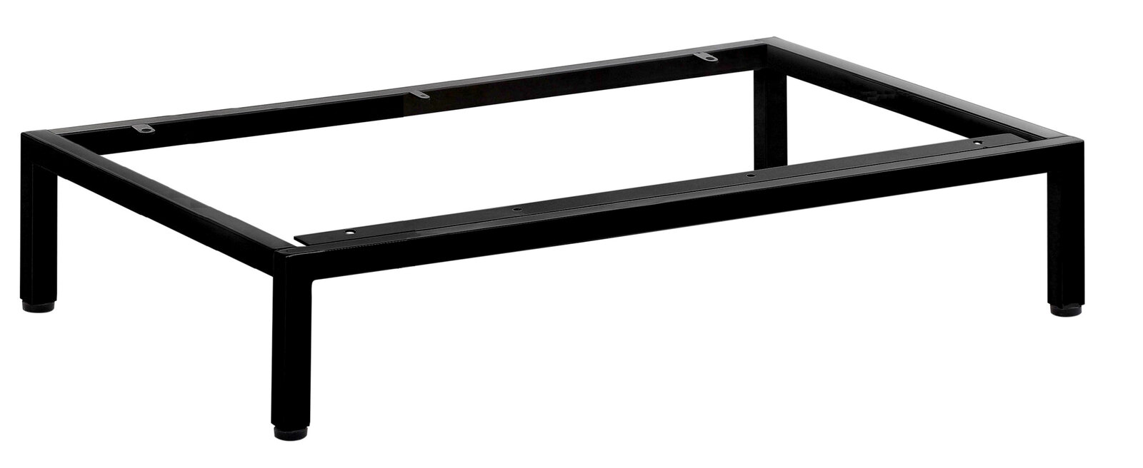 Metalluntergestell in rechteckiger Form, schwarz, aus seitlicher Perspektive fotografiert.