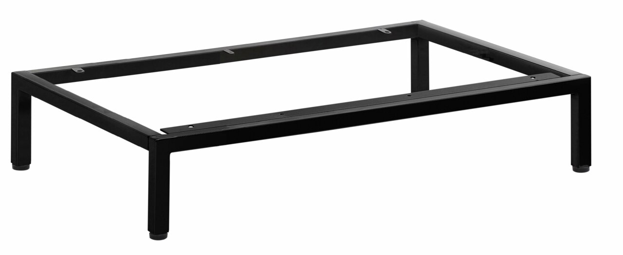 Novel Metalluntergestell 45cm FOCUS WOOD Metalluntergestell in rechteckiger Form, schwarz, aus seitlicher Perspektive fotografiert.