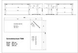 Technische Zeichnung eines Eckschreibtisch-Sets mit den Maßen: Breite 260 cm, Höhe 68-91 cm, Tiefe 200 cm. Perspektive von oben und seitlich.