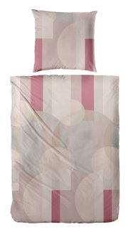 Bettwäsche-Set mit geometrischem Muster in Rosa- und Beigetönen, Draufsicht