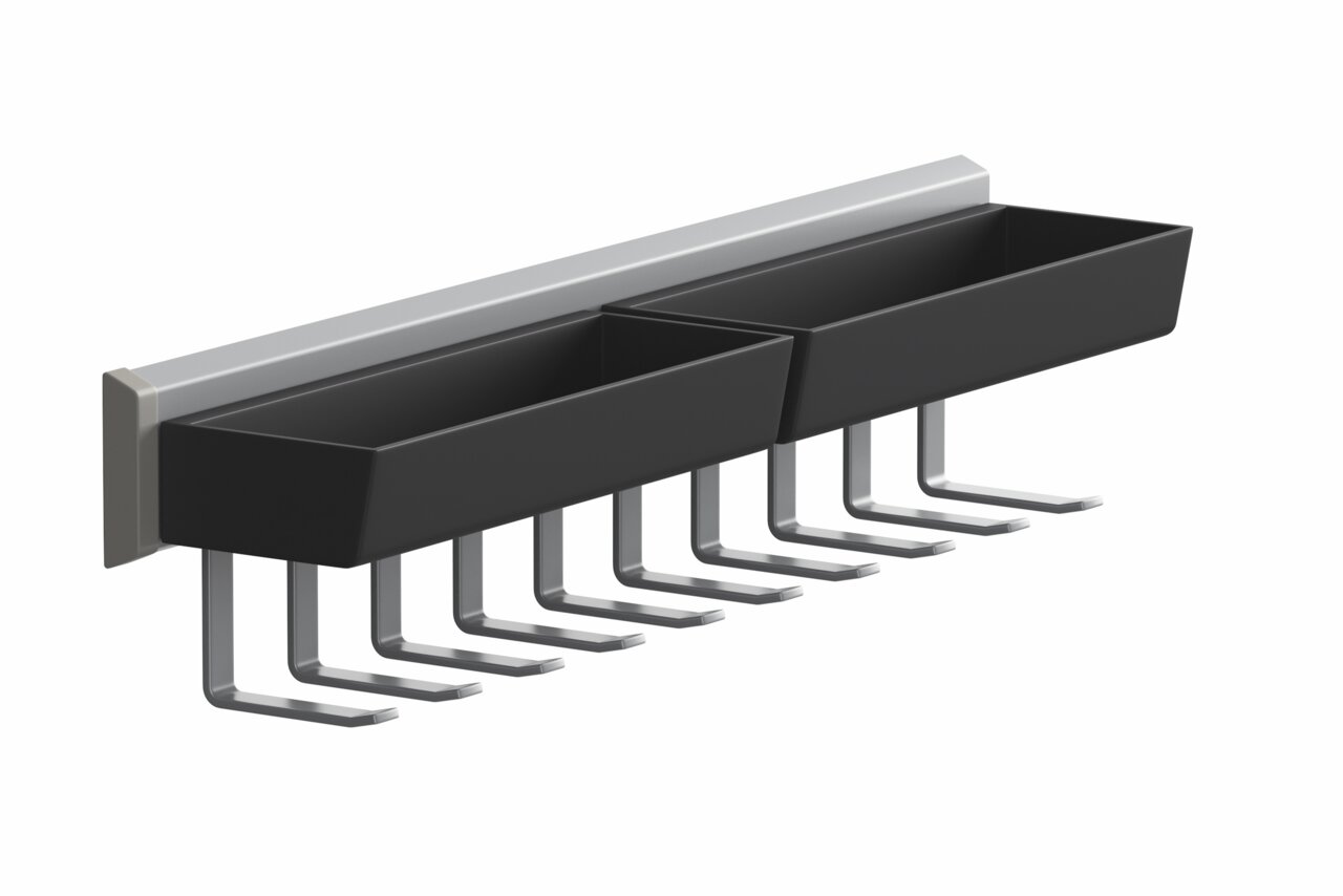 Jutzler Krawattenauszug JUTZLER Krawattenauszug mit zwei schwarzen Fächern und mehreren Haken, seitliche Perspektive