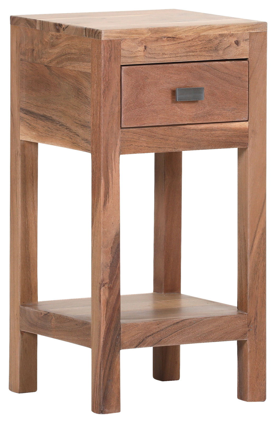 Landscape Beistelltisch AKAZIO Beistelltisch aus Holz mit Schublade und Ablage, seitliche Perspektive