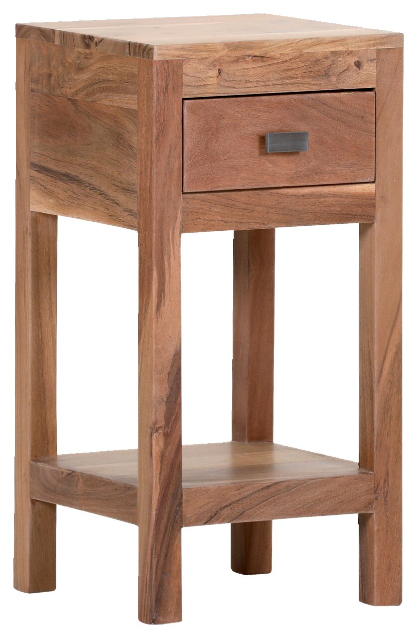 Landscape Beistelltisch AKAZIO Beistelltisch aus Holz mit Schublade und Ablage, seitliche Perspektive