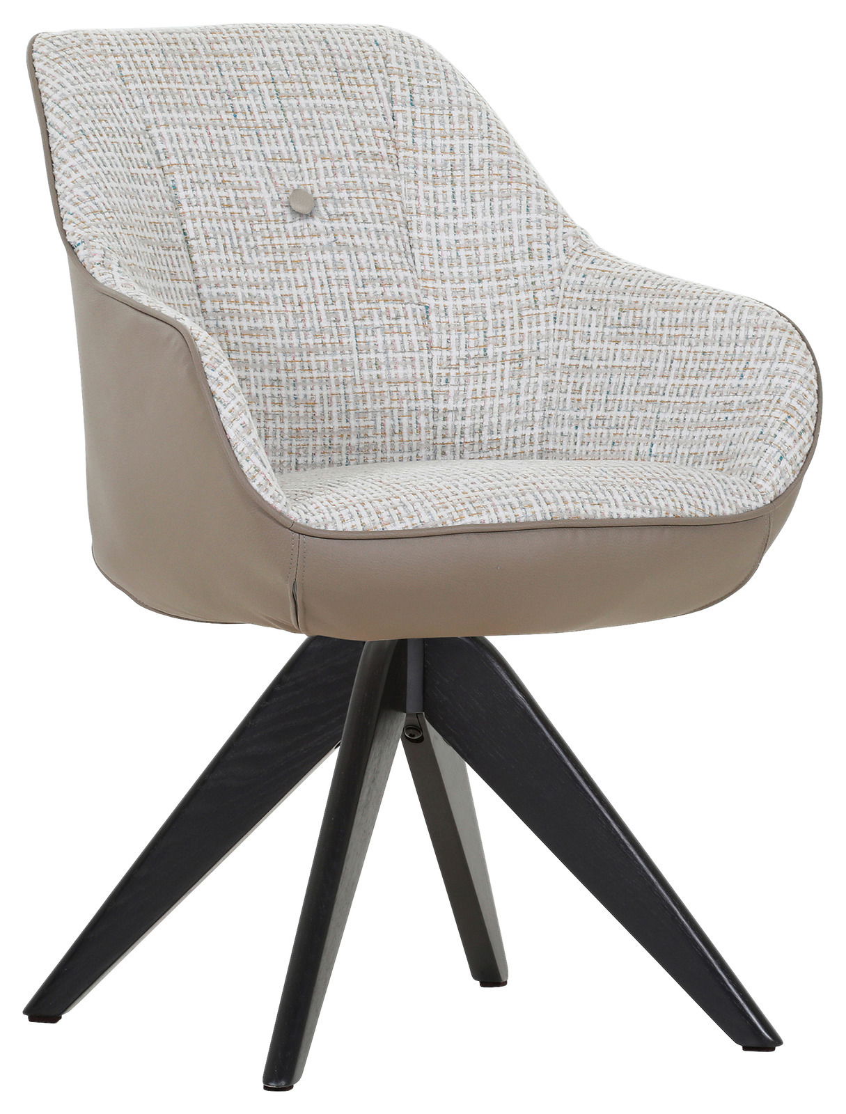 Novel Armlehnstuhl COOL FUNKY Moderner Armlehnstuhl mit gemustertem Stoffbezug und brauner Lederoptik, seitliche Perspektive