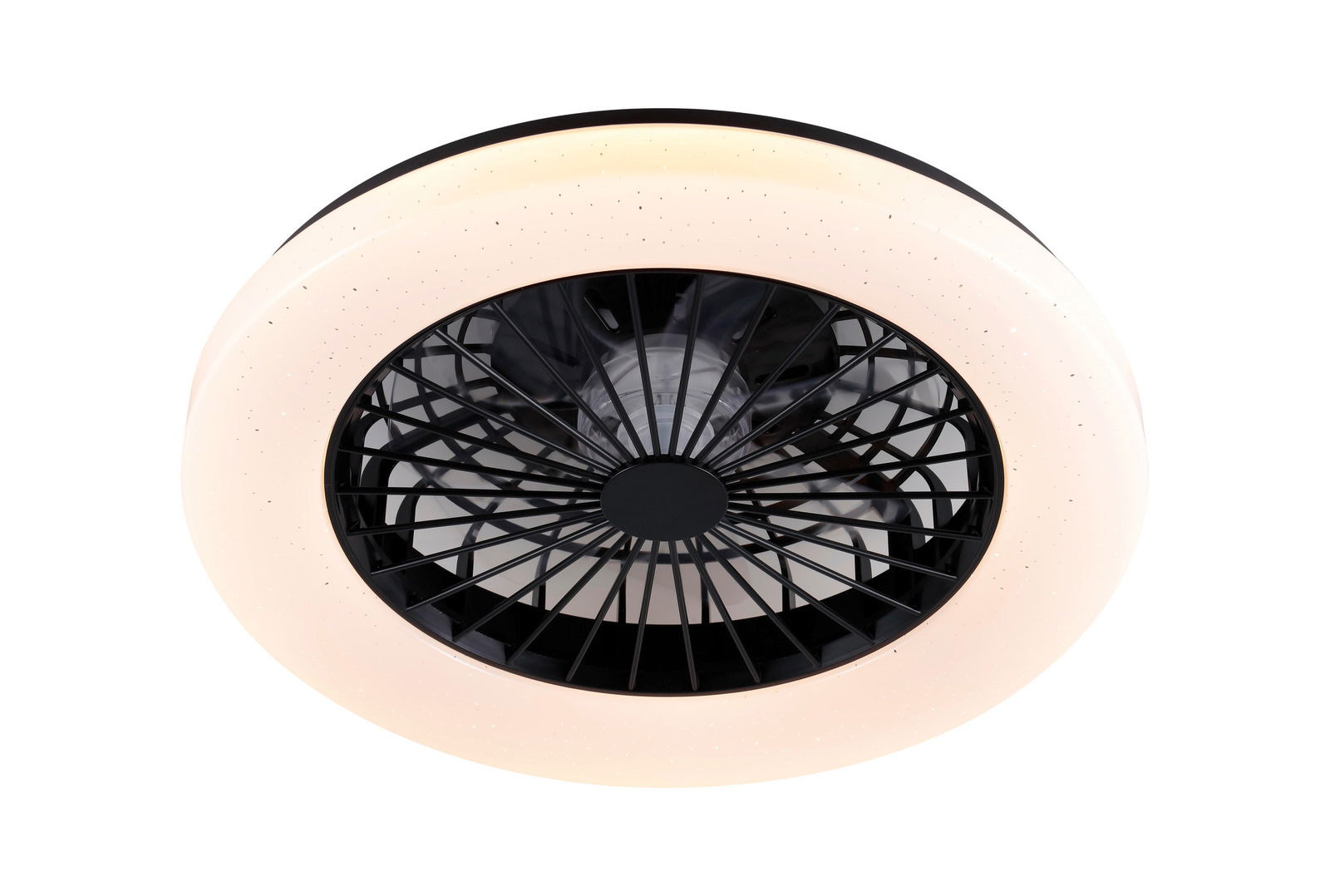 Moderner Deckenventilator mit integriertem Licht, Ansicht von unten