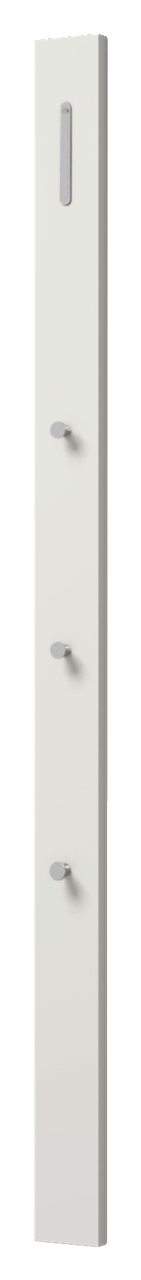 Moderano Garderoben-Set LECCO Schmale, weiße Garderobenleiste mit mehreren Haken, seitliche Perspektive