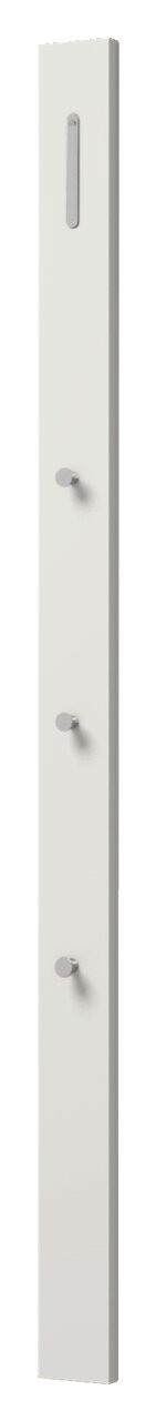 Moderano Garderoben-Set LECCO Schmale, weiße Garderobenleiste mit mehreren Haken, seitliche Perspektive