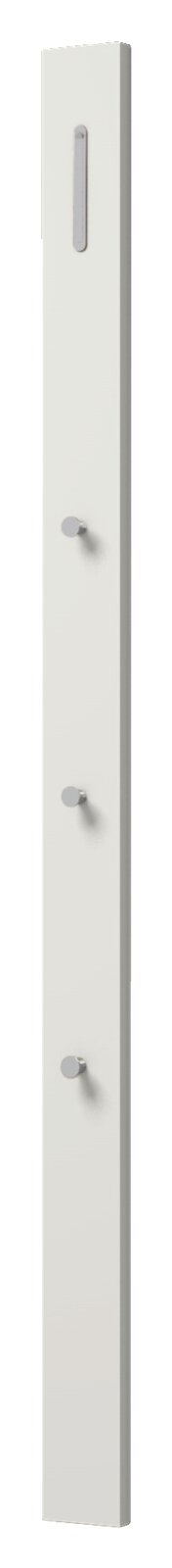 Moderano Garderoben-Set LECCO Schmale, weiße Garderobenleiste mit mehreren Haken, seitliche Perspektive