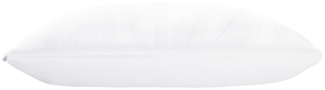 Seitliche Ansicht eines weißen Tempur Schlafkissens, 80 x 40 cm, mit strukturierter Oberfläche.