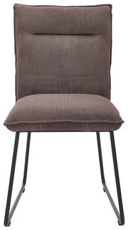 Moderner Stuhl mit geripptem Stoffbezug in Braun, Vorderansicht