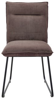 Moderner Stuhl mit geripptem Stoffbezug in Braun, Vorderansicht