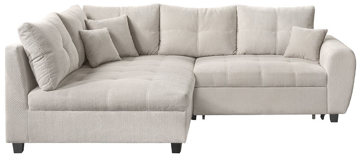 Beige Ecksofa mit Kissen, Vorderansicht