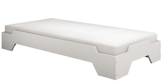Weißes Stapelbett aus seitlicher Perspektive