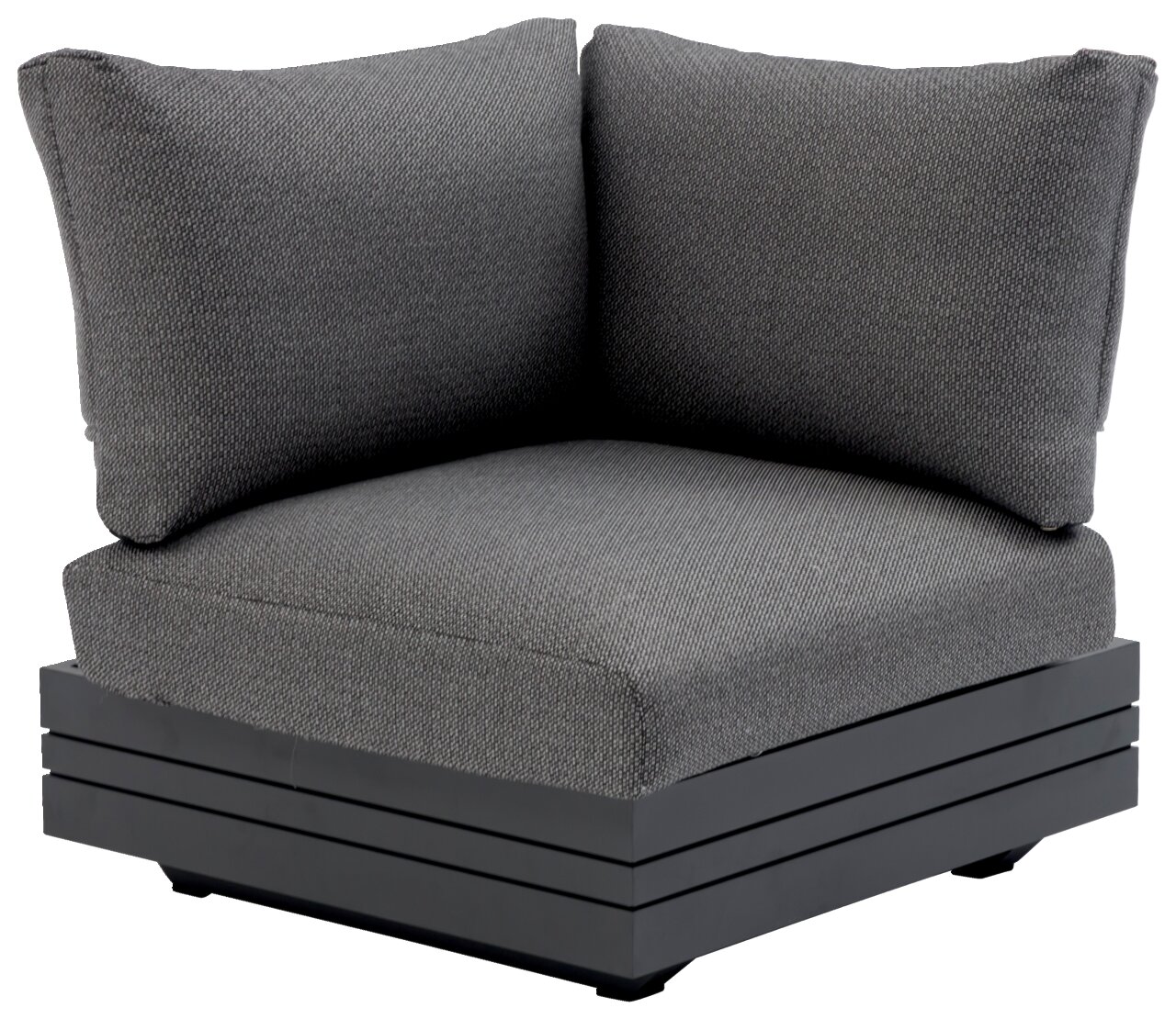 Zebra Lounge Eckelement CUBO Graues Lounge Eckelement mit gepolsterten Kissen, seitliche Perspektive