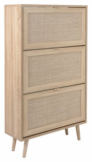 Schuhkipper aus hellem Holz mit drei Klappen, seitliche Perspektive