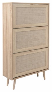 Schuhkipper aus hellem Holz mit drei Klappen, seitliche Perspektive
