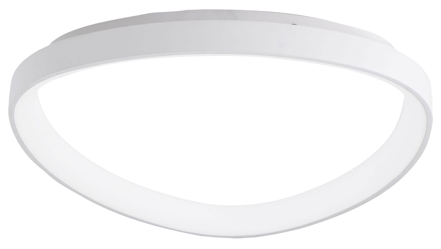 Moderne LED-Deckenleuchte in Weiß, seitliche Perspektive