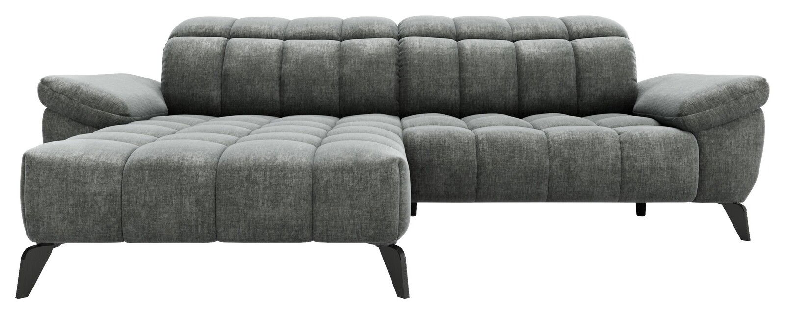 Graue Longchairkombination mit gestepptem Design, linke Perspektive