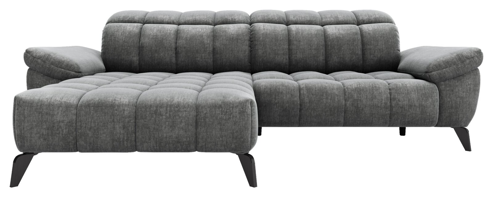 Graue Longchairkombination mit gestepptem Design, linke Perspektive