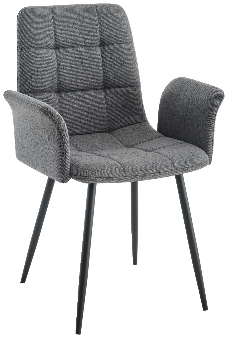 Stylife Armlehnstuhl JEFF Grauer Armlehnstuhl mit gepolsterter Sitzfläche und Rückenlehne, seitliche Perspektive