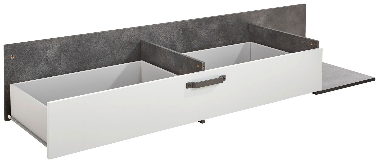 XORA Bettschublade MALO Bettschublade in Weiß mit schwarzem Griff, seitliche Perspektive