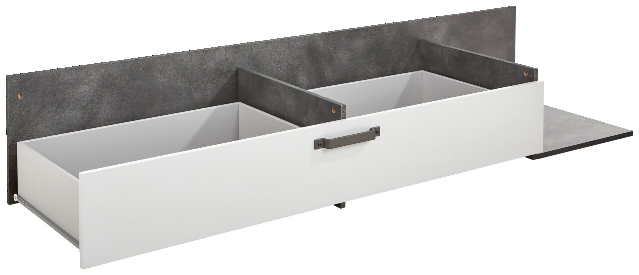 XORA Bettschublade MALO Bettschublade in Weiß mit schwarzem Griff, seitliche Perspektive