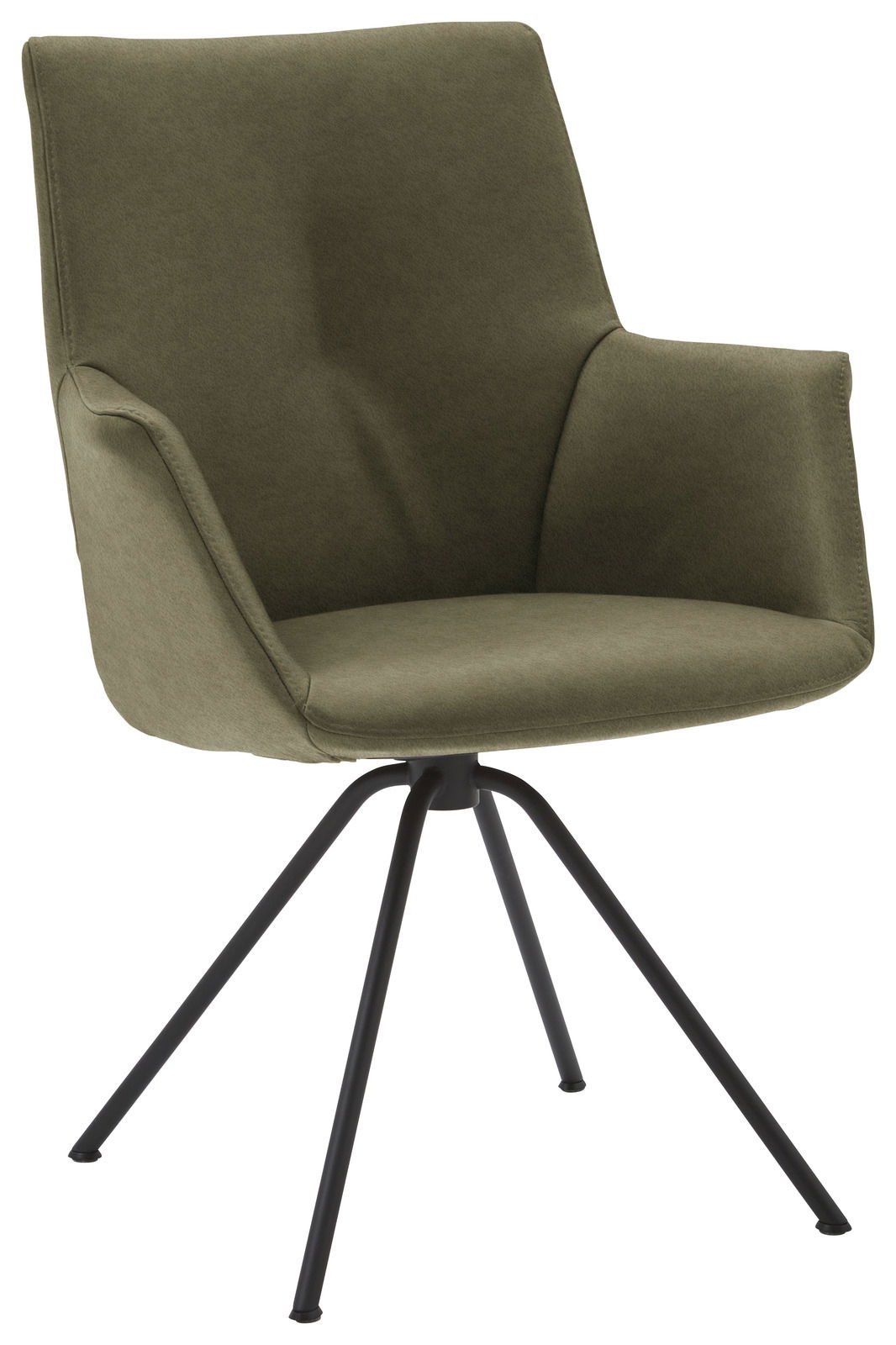 Dieter Knoll Sessel CHESTER Moderner grüner Sessel mit schwarzem Metallgestell, seitliche Perspektive