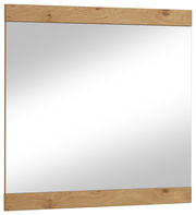 Rechteckiger Spiegel mit Holzrahmen, seitliche Perspektive