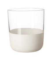 Glazen whiskyglas met witte bodem, zijaanzicht