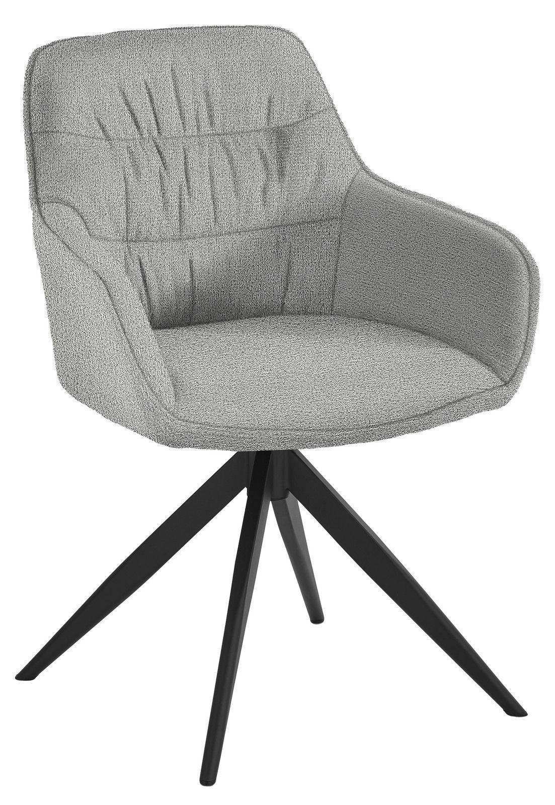 Musterring Armlehnstuhl MR XE 01 Grauer Armlehnstuhl mit schwarzem Metallgestell, seitliche Perspektive
