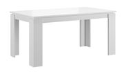 Moderner weißer Esstisch aus Holz, seitliche Perspektive