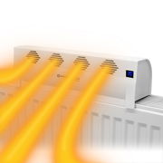 Heizkörperaufsatz Invictus Therma Boost mit digitaler Temperaturanzeige und warmer Luftströmung, seitliche Perspektive