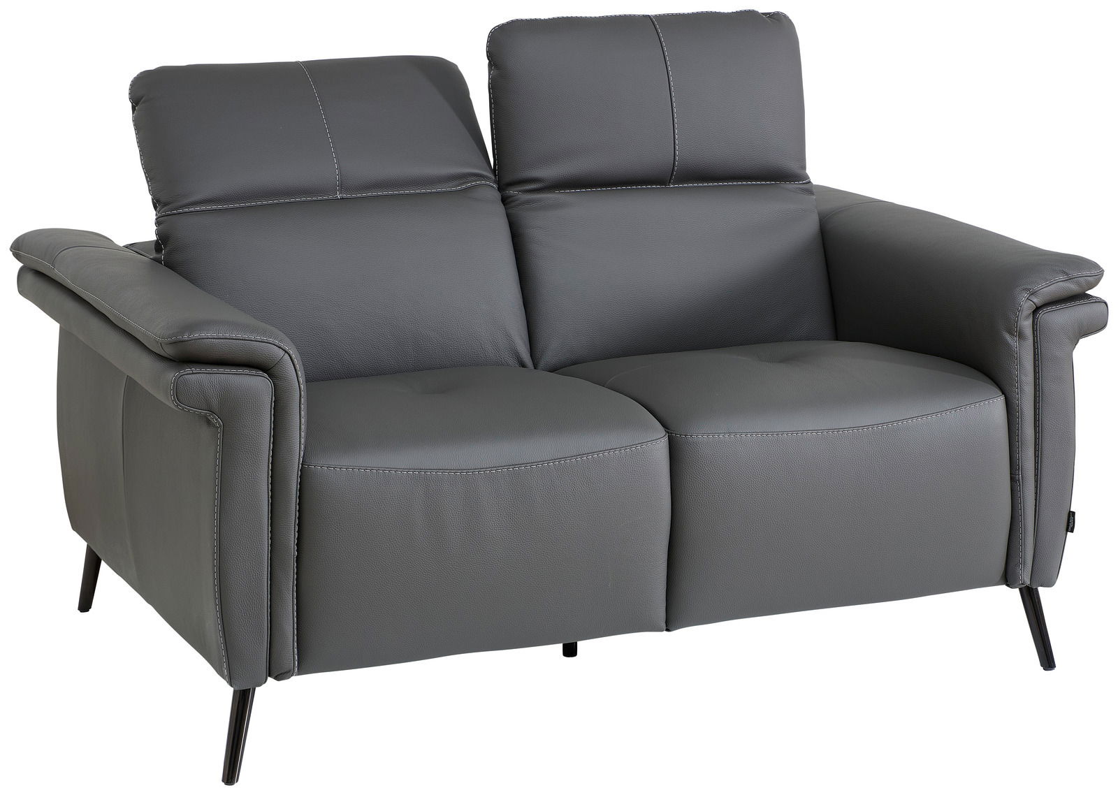 Graues 3-Sitzer-Sofa mit verstellbaren Kopfstützen, seitliche Perspektive
