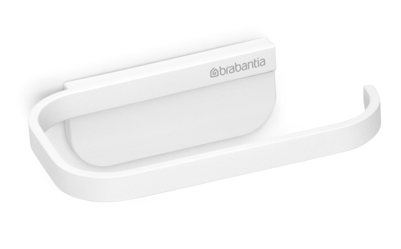 Weißer Toilettenpapierhalter von Brabantia, seitliche Perspektive