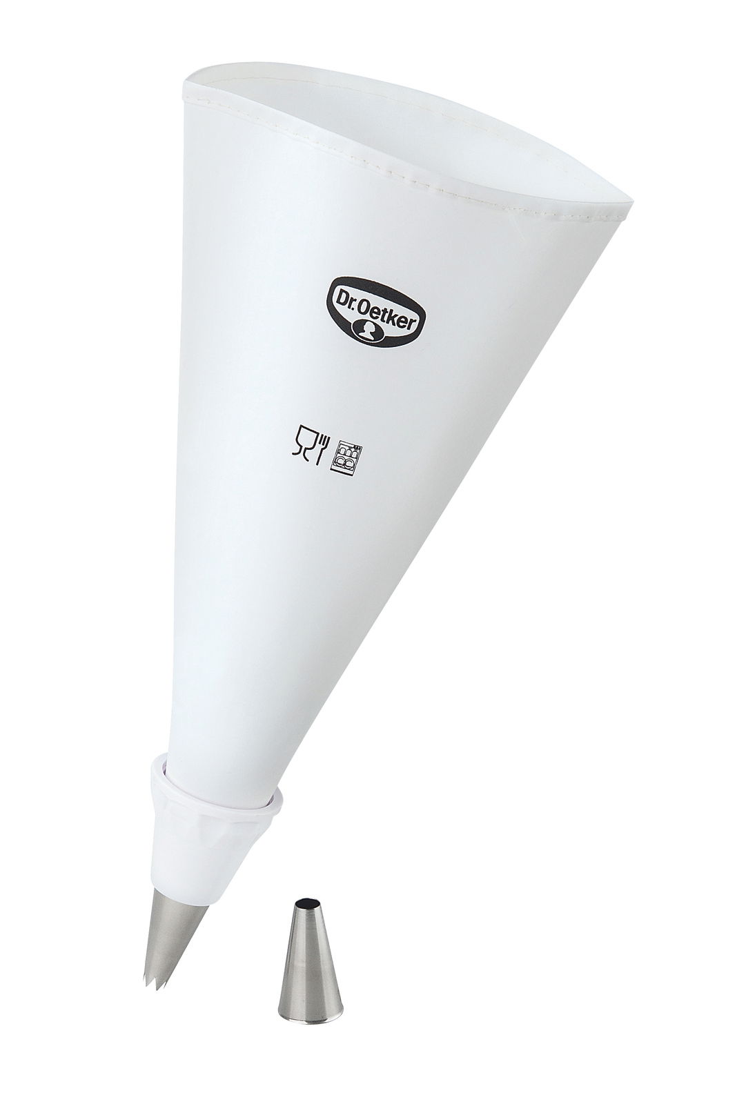 Spritzbeutel-Set mit zwei Tüllen von Dr. Oetker, seitliche Perspektive