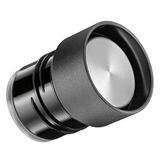 Schwarzer Deckel einer Isoliertrinkflasche aus Edelstahl, seitliche Perspektive