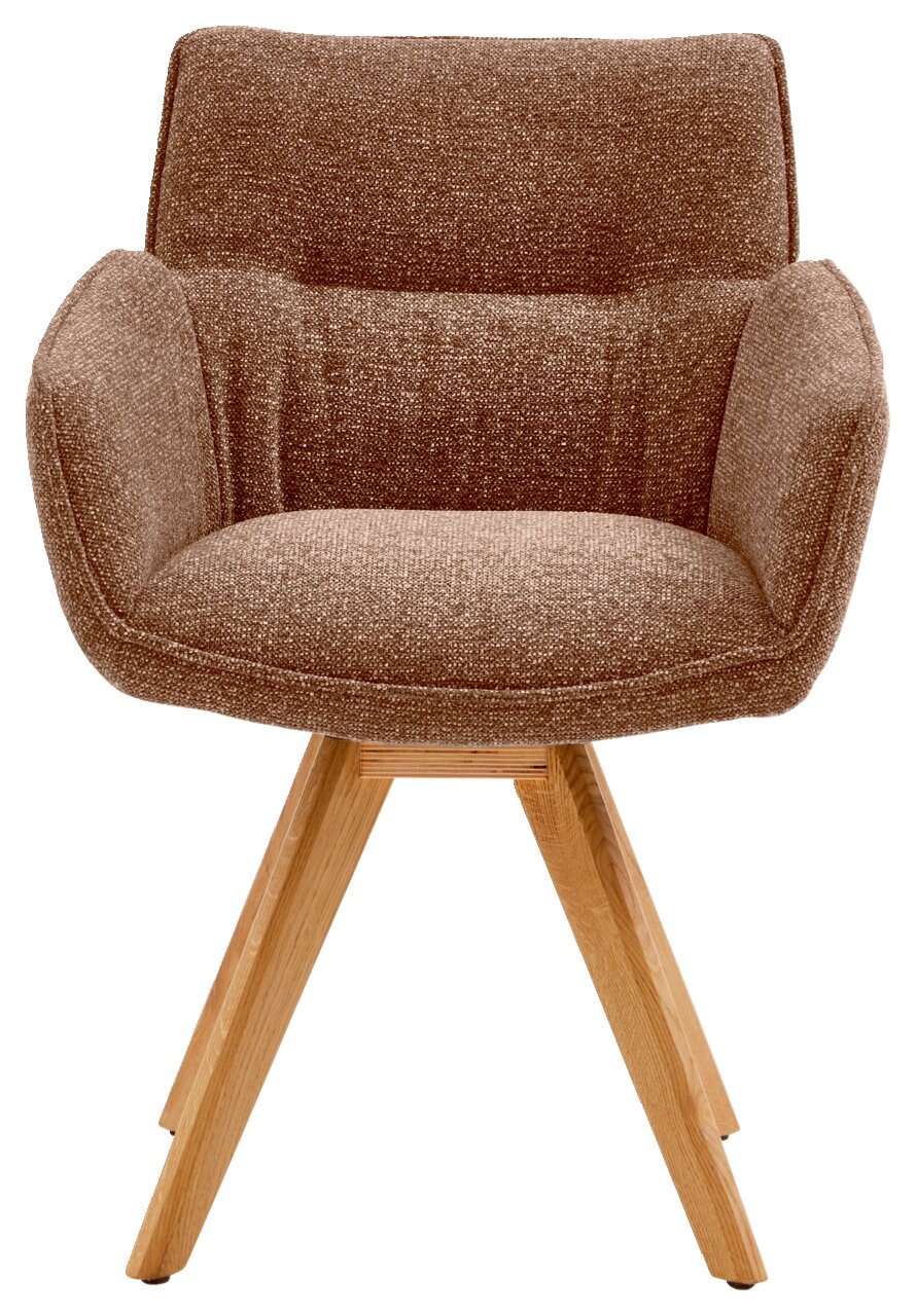 Valdera Armlehnstuhl DORI Brauner Armlehnstuhl mit Holzbeinen, Frontalansicht