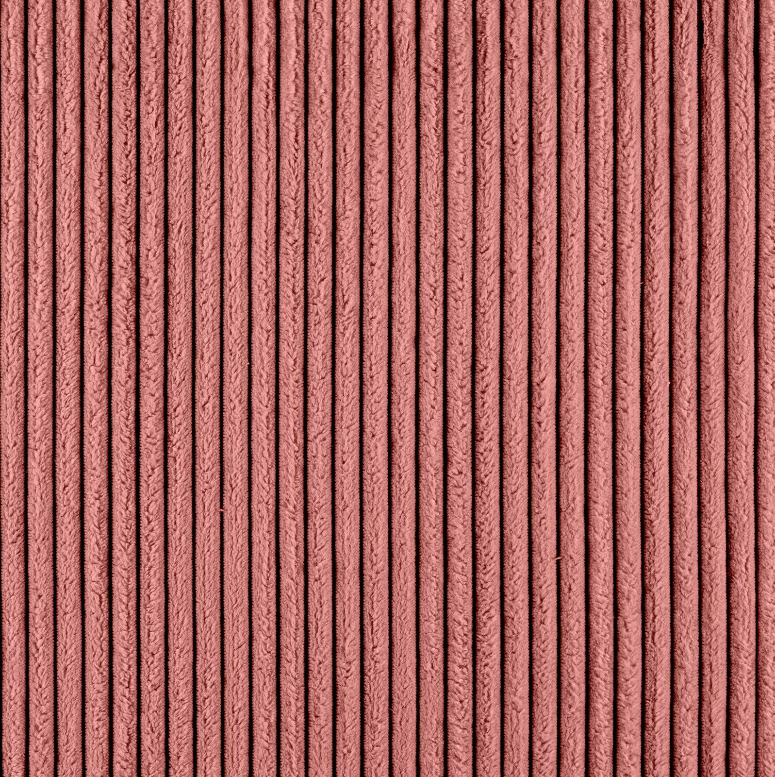Nahaufnahme eines rosafarbenen, gerippten Stoffes, der für ein Funktionssofa verwendet wird.