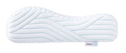 Seitliche Ansicht eines ergonomischen Schlafkissens mit wellenförmigem Design und TEMPUR-Logo.