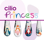 Kinderbesteck PRINCESS 4-tlg. mit bunten Prinzessinnen-Motiven, Vorderansicht