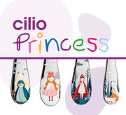 Kinderbesteck PRINCESS 4-tlg. mit bunten Prinzessinnen-Motiven, Vorderansicht