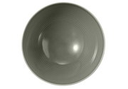Obenansicht einer perlgrauen Schüssel mit geriffeltem Design, 15,5 cm Durchmesser, von Seltmann Weiden.