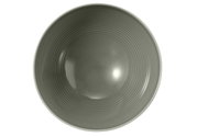 Obenansicht einer perlgrauen Schüssel mit geriffeltem Design, 15,5 cm Durchmesser, von Seltmann Weiden.