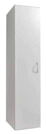 Weißer Mehrzweckschrank mit einer Tür, seitliche Perspektive