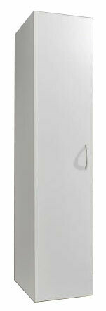 Weißer Mehrzweckschrank mit einer Tür, seitliche Perspektive