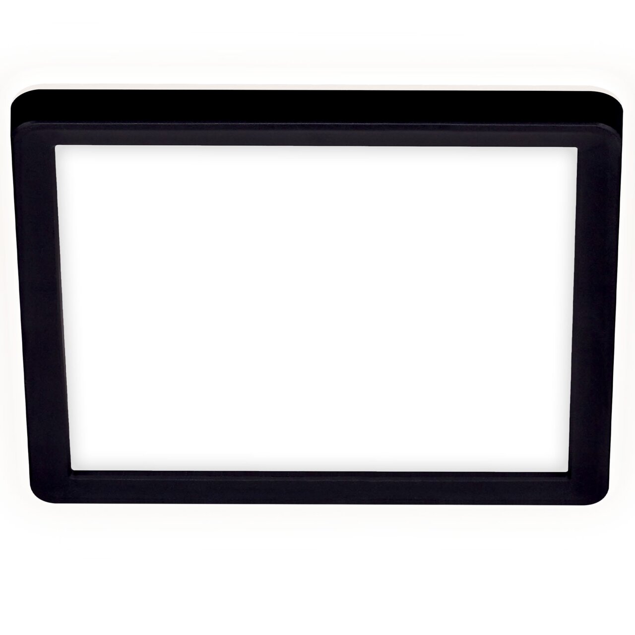 Briloner LED-Deckenleuchte SLIM Quadratische LED-Deckenleuchte in schwarzem Rahmen, Ansicht von unten.