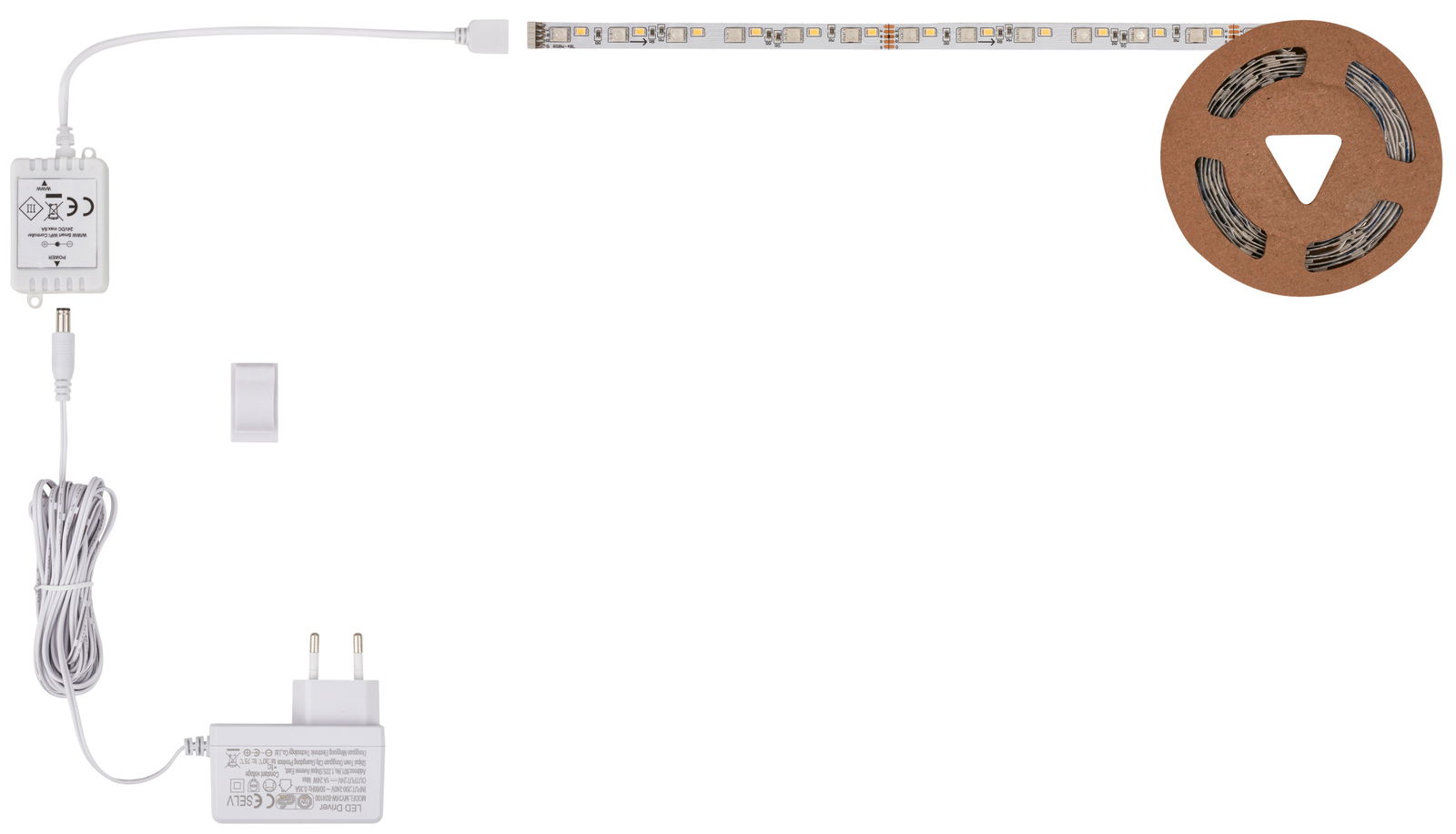 Smart RGB/W LED-Starterset BL7000 mit Netzteil, Steuergerät und LED-Streifen, Draufsicht