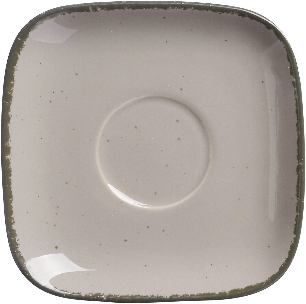 Ritzenhoff & Breker Espressountertasse CASA Vogelperspektive auf eine graue Espressountertasse von Ritzenhoff & Breker, quadratisch mit abgerundeten Ecken und dezentem Sprenkelmuster.